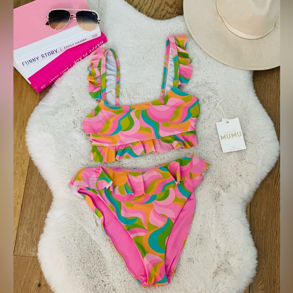 Show Me Your MuMu Pink Multi Ruffle Two-Piece Bikini